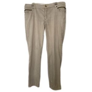 Chico's So Slimming Beige Subtle Stripe Stretchy Midrise Jeans Size 2 (L/12)​